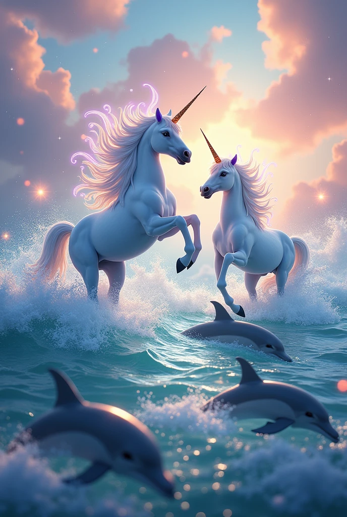 Symphony with unicorns and dolphins