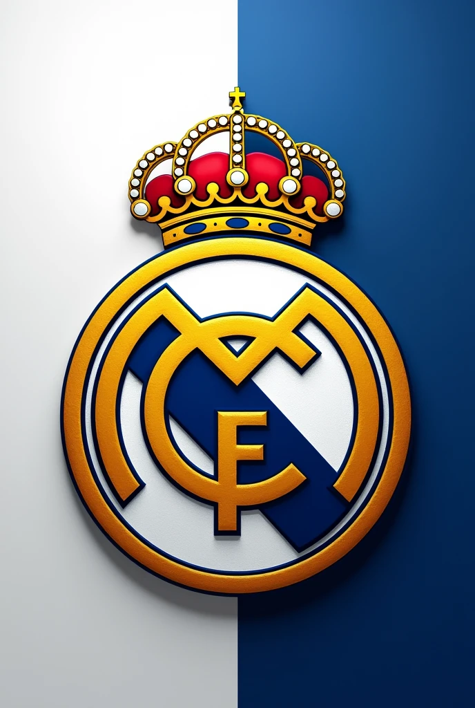 Create a shield with the name CD MADRID A crown and the colors of Real Madrid and the initials CDM