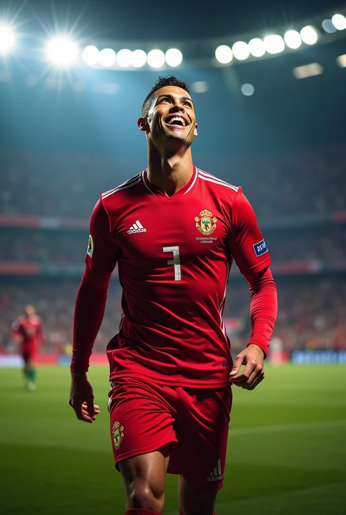 create an image of Cristiano Ronaldo with a positive attitude and another image with an effective attitude