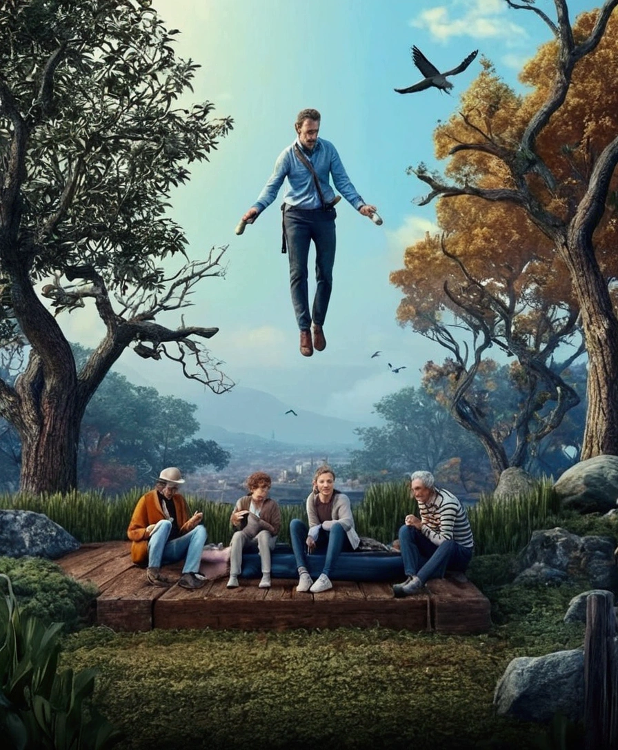 Remove these people from the image and replace them with objects.