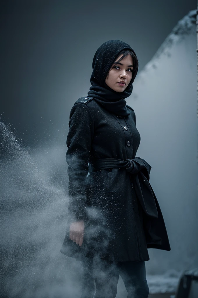 Give me a dark background solid black color, with frost raining