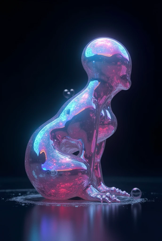 Generate an object image that represents fear along with the changing iridescent color