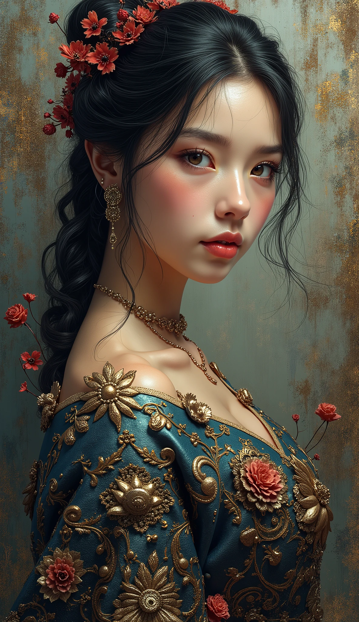 (masterpiece, top quality, Best Quality, official art, beautiful and aesthetic:1.2), (1 girl),Upper part of the body, extremely detailed,(fractal art:1.3),showy,more detailed