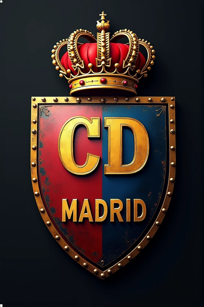 Create a shield with the name CD MADRID and a crown