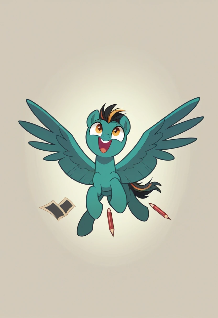 Pegasus flying over Germany, sharp edges, masterpiece, drawn with pencil, Vector image, front view
