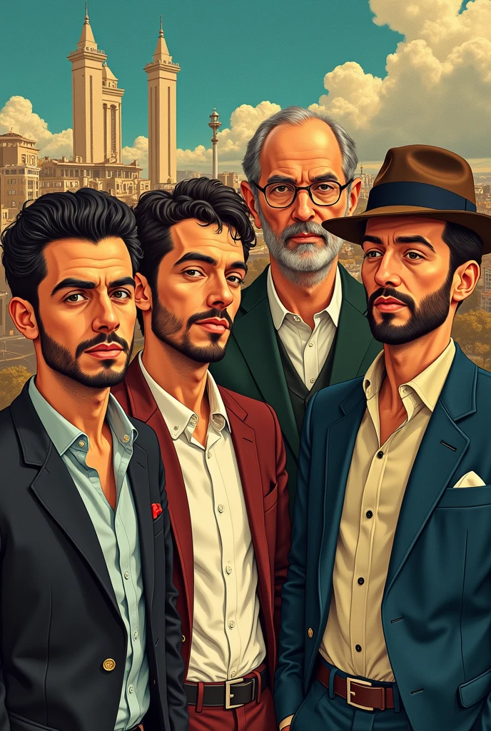 create a cover for my book about the art week that took place in são paulo in 1922, put the main artists of the art week in the image put more realism and male artists
