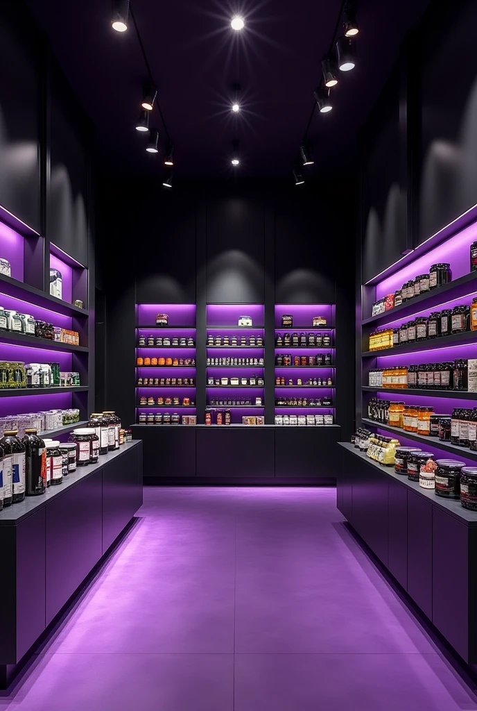 Create a supplement store in purple and black colors