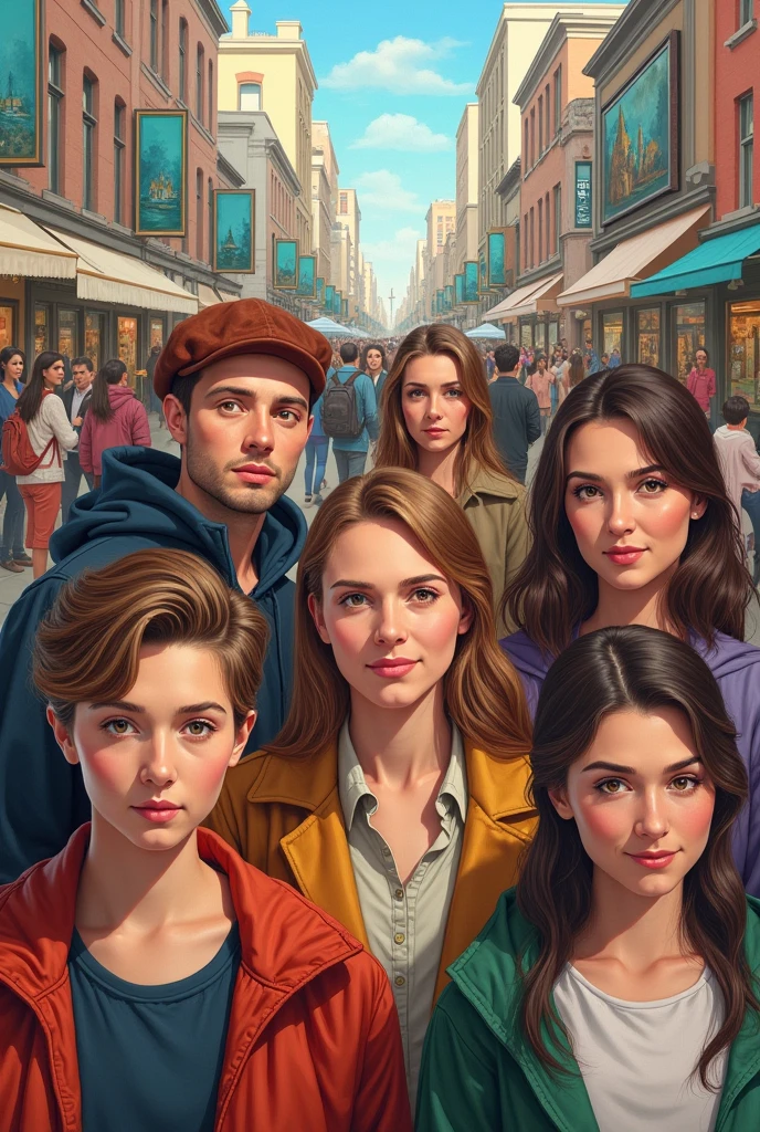 I created a cover for my book which tells the story of the historic event called 'art week' , put artists who were part of this event, both women and men, and make it very realistic