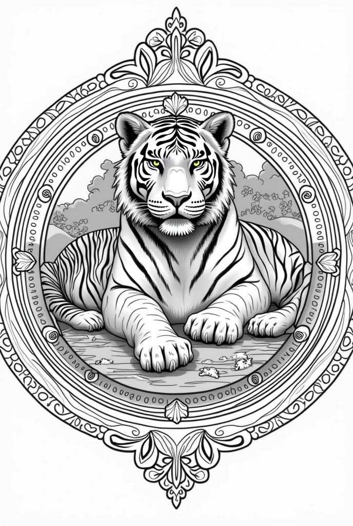 Tiger mandalas to color thick lines
