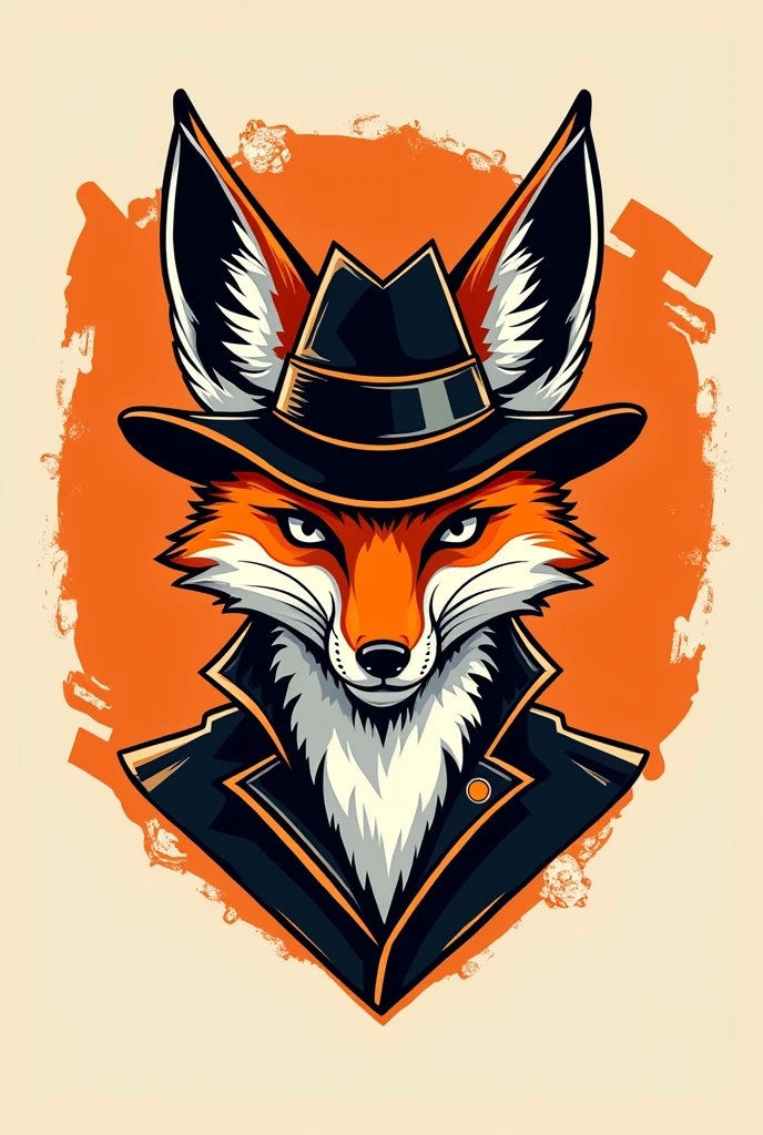 Create a fan club logo with the name of "clockwork orange" preferably favoring the colors orange and white with a fox wearing a bandit&#39;s hat in the middle. Make it inspired by the logos of organized Brazilian teams., use the Gaviões da Fiel logo as inspiration