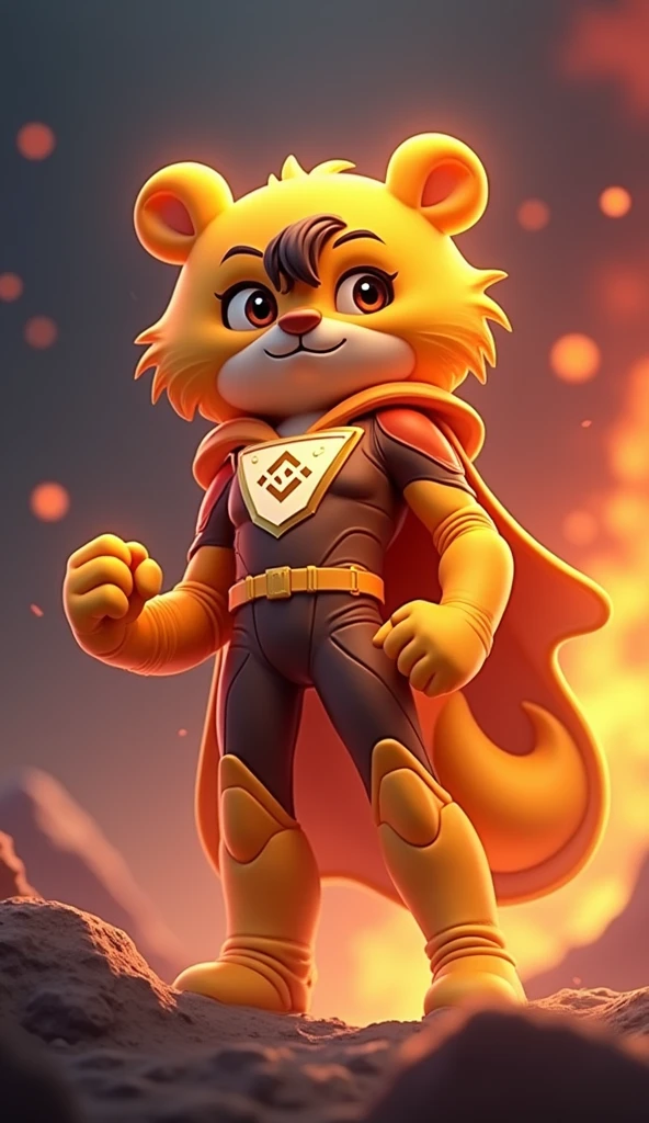 The image shows a superhero character standing confidently against a background split between blue on the left side and red on the right side, creating a strong visual contrast. The character's suit mirrors this color scheme, with the left half of the suit in blue and the right half in red.
The character has short, wavy black hair and a determined expression, with wide eyes and a slightly furrowed brow. The suit features a triangular chest emblem, which prominently displays three cryptocurrency logos:
1. **Binance (BNB) Logo**: In yellow, located at the top left of the triangle.
2. **Tron (TRX) Logo**: In red, located at the top right of the triangle.
3. **TON (The Open Network) Logo**: In blue, located at the bottom center of the triangle.
The emblem is outlined in gold, adding a bright accent to the design. The superhero's cape follows the same split color pattern, with the left side blue and the right side red. The overall design is clean and stylized, with a strong emphasis on the dual color theme and the integration of the cryptocurrency logos on the chest emblem. Add the title 'Mazi Bot'