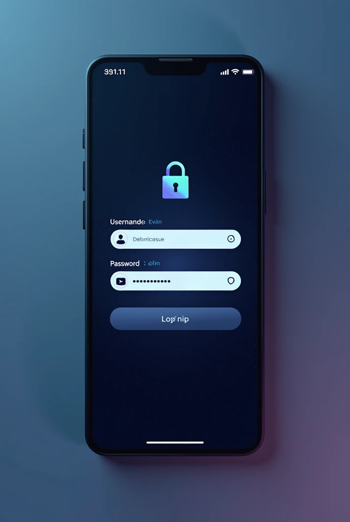 Login Screen,in the format of the cell phone screen 
