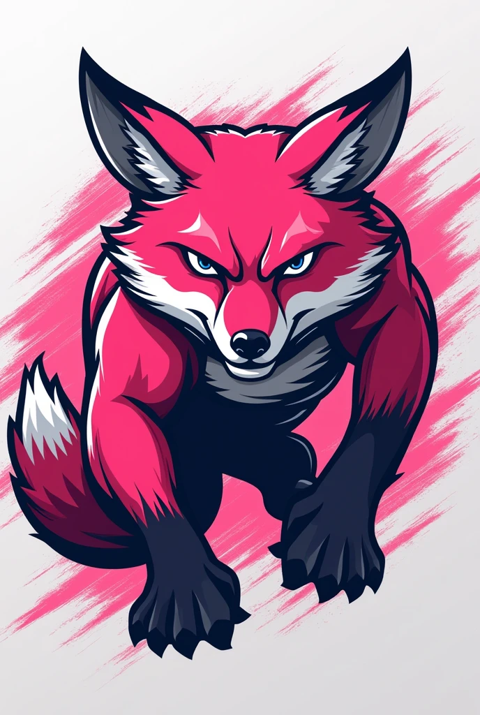 Create a mascot for architecture and urban planning athletics, uma raposa, use pink, must be strong and fierce Knife it sideways looking forward
