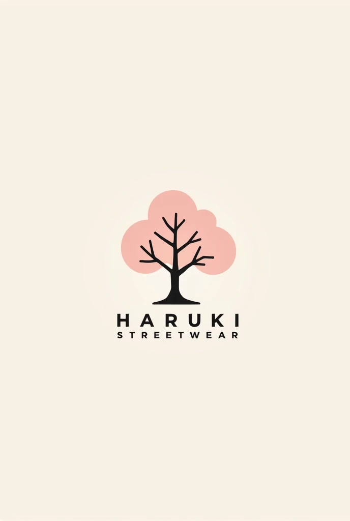 Create a minimalist logo for a streetwear clothing company that is a Sakura tree and that says Haruki Streetwear in a nice font below.