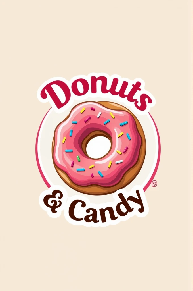 Make me a logo that has a donut and the name is DonutsCandy