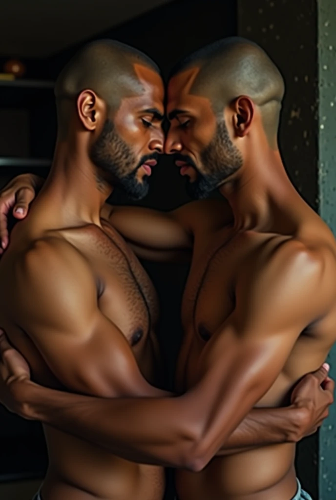 Two cleanly head shaved young adult men from kerala fully naked making out