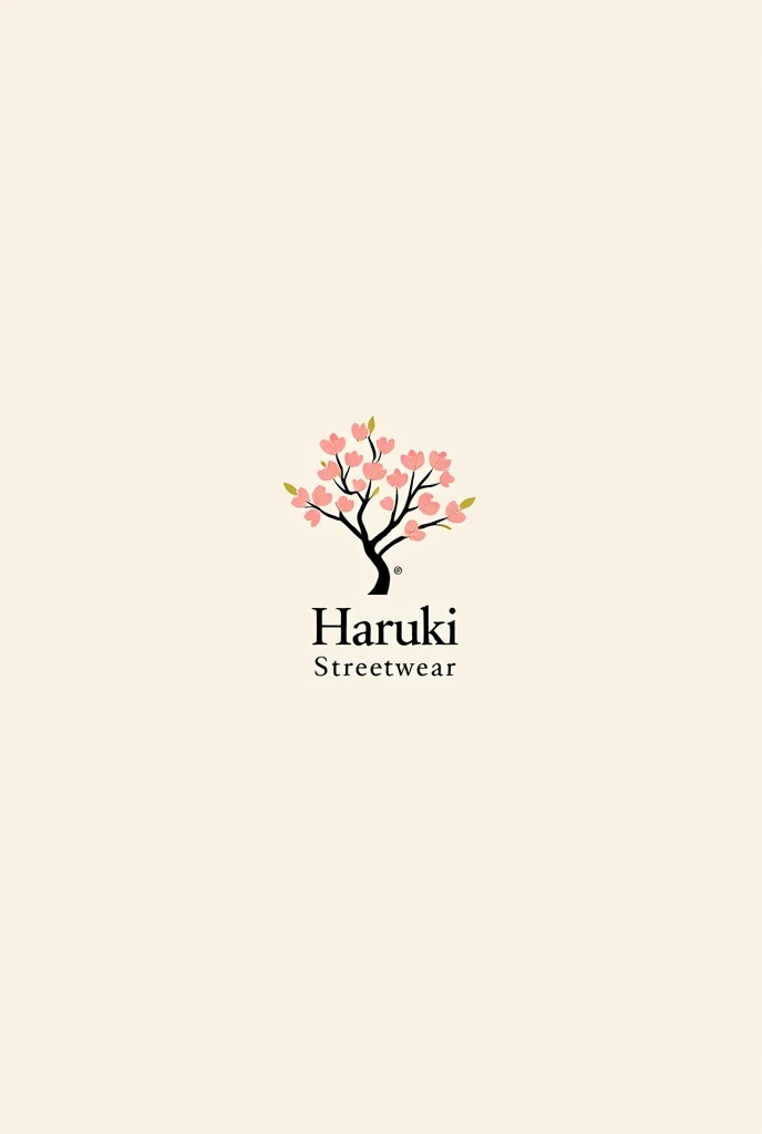 Generate a slightly minimalist logo for a streetwear clothing company that is a Sakura tree and that says Haruki Streetwear in nice letters below