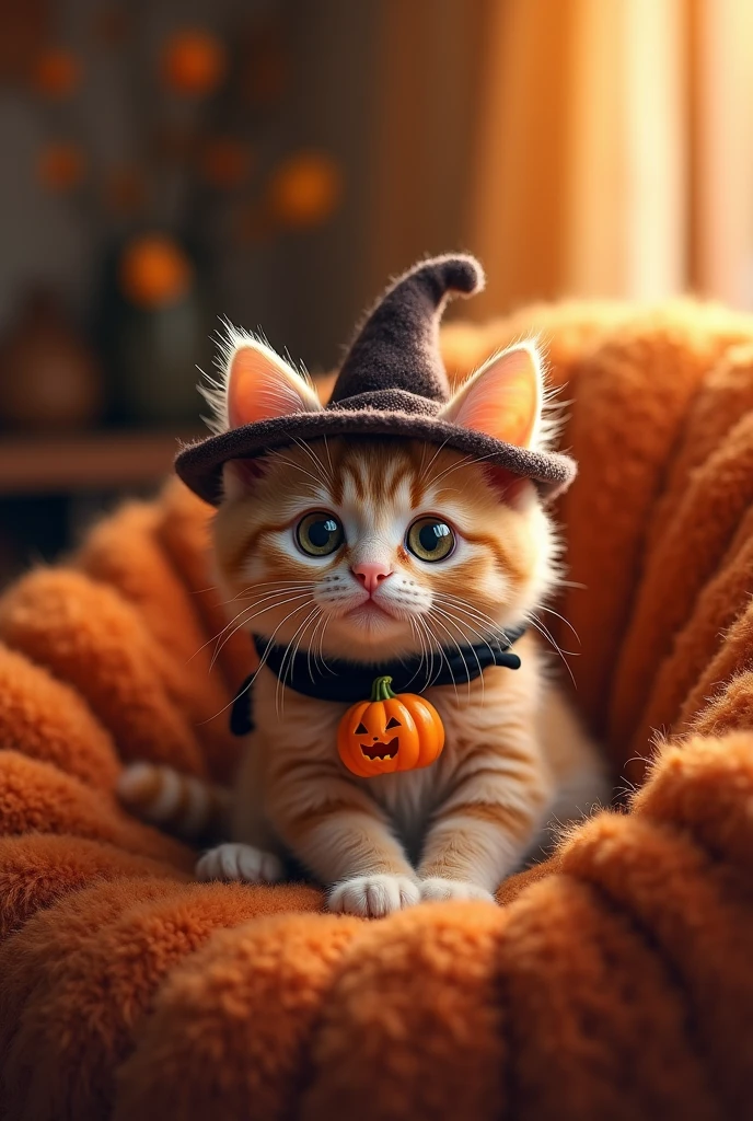 Fond d'écran chat halloween tons chaud cocooning mignon