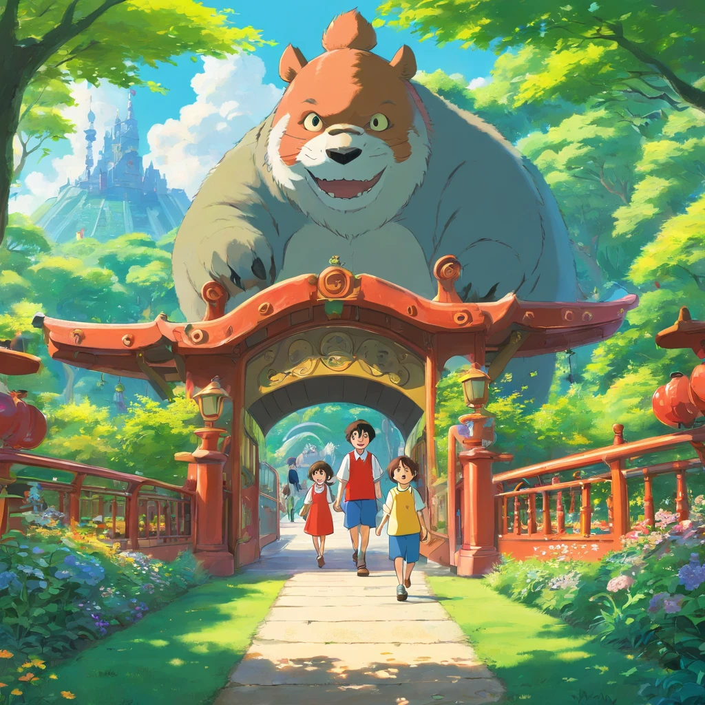 Les enfants dans une parc d'attraction