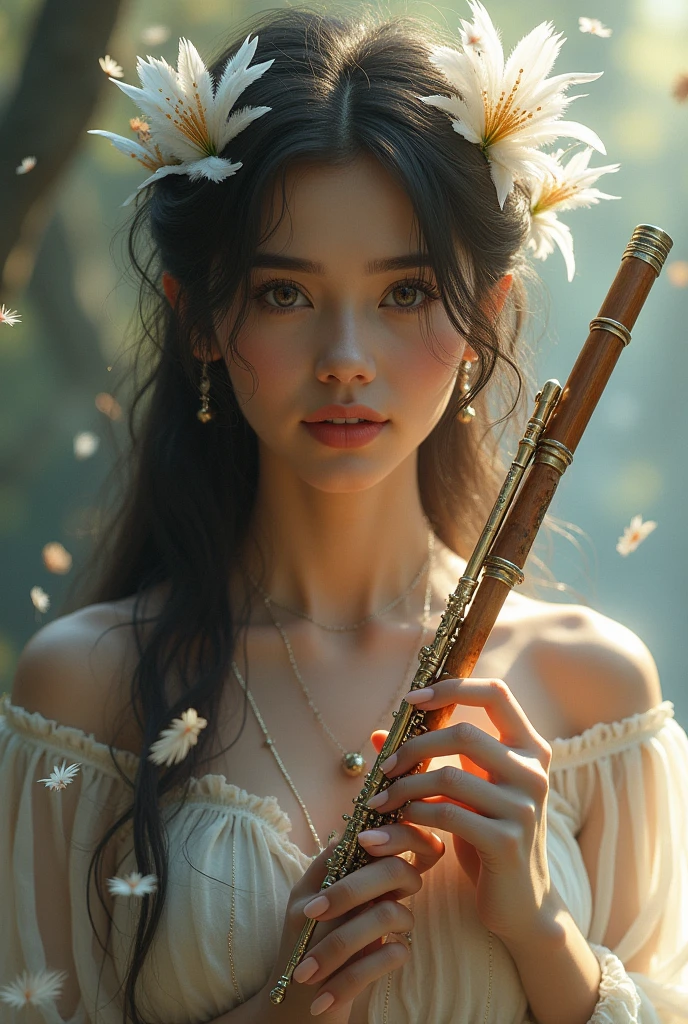 Generate a edit for name "shikha" on the theme of aesthetic feather and flute in 8k resolution