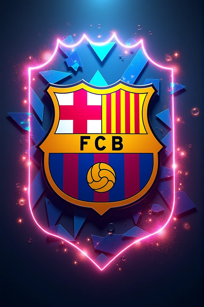 Image of the Barcelona FC shield with the background having details similar to FIFA's idol cards,written below Prime Ethereal