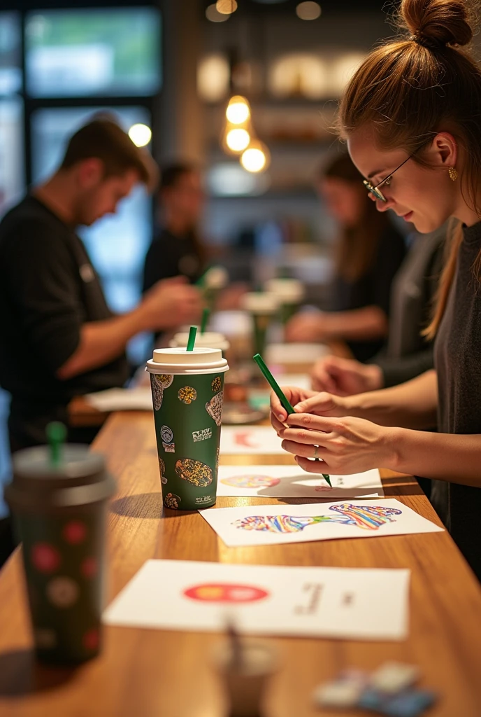 It is a new proposal to invite customers to customize their Starbucks products such as thermoses, cups etc... Stickers can be used, engravings and accessories in starbucks store.