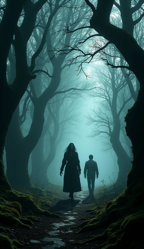 Witch lead a man deeper into the forest, where the light fades, and the shadows grow