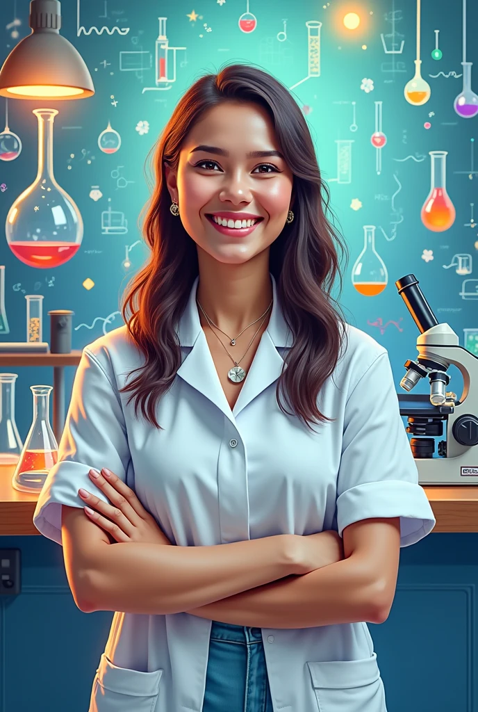 Create an image to promote chemistry and biology tutoring. Contact number or cell phone: 6520-6087. Maria Atencio