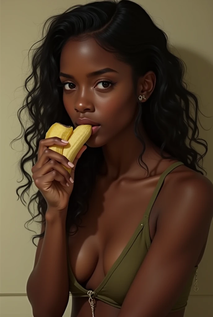teen black girl sucking a banana
