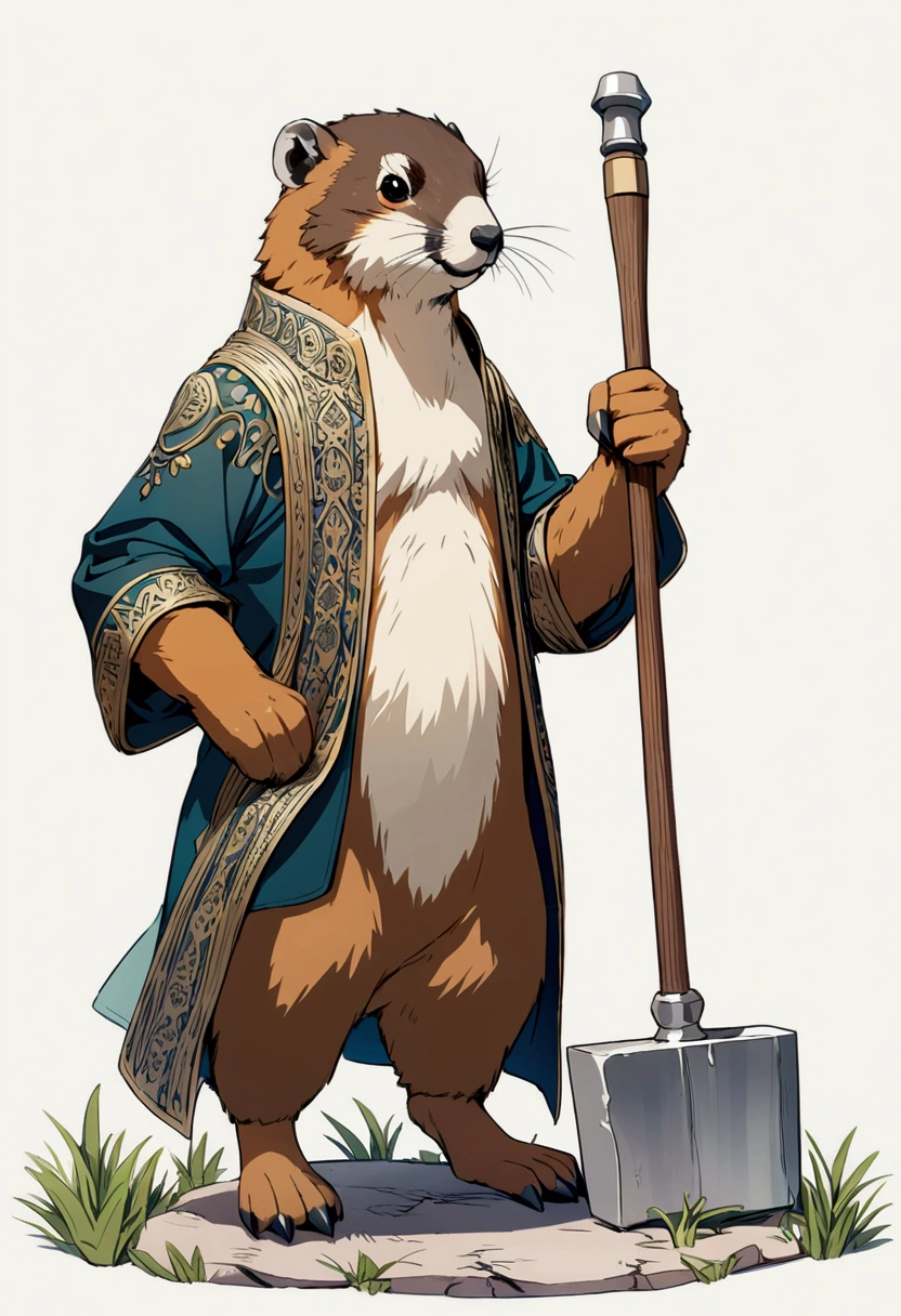 Marmot holding a hammer