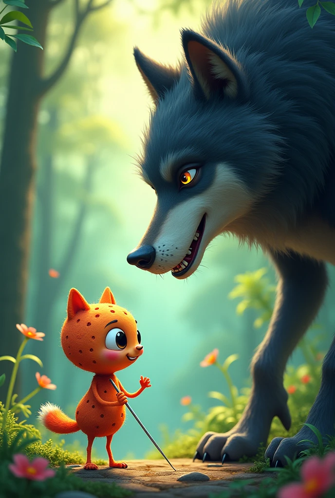 A stitch that gets eaten by a wolf