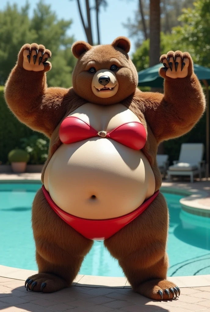 Oso animatronic seXy, grandes Bustos grandes culos grandes panzas una manguera de agua dentro de su culo  cuerpo seXy flaca pero barriga como de embarazo en bikini en una piscina sus muslos son redondos y gordos su cintura es flaca pero su panza es enorme y levanta  sus brazos formando una X mostrando sus aXilas al aire la chica es flaca pero su panza es como una embarazada la chica es flaca y pone sus aXilas al aire poniendolas en forma de"X"ella es seXy su cuerpo flaco es seXy y su panza es un poco pequeña nah mentira es demasiado grande su bikini rojo se hunde en su cuerpo sus calzones se perdieron en su culo ella me dice que me va mostrar su culo y se da la vuelta y su culo es enorme sale de la piscina y va a un restaurante todavía en bikini golpeó su panza tan fuerte que oigo como gorgotea su piel es suave su cara es hermosa para la furry que es ella sale de la piscina la casa de la piscina es suya y ella vive sola ella agarra una manguera de agua y se la mete a la boca no le gusta pero lo hace todos las horas lo hace por eso es muy gorda de muslos culo tetas y un poco de la panza y su cintura no cambia nada sus manos son garra de oso y llevan dos hamburguesa grandes vuelve a poner sus brazos en X mostrando sus aXilas al aire Ella le gusta esa posición le hace sentir seXy mientras está sentada descansando su rostro es como una diosa sensual tanto q quiero follarla