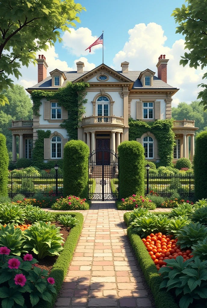 House with a garden with vegetables in an elite neighborhood 