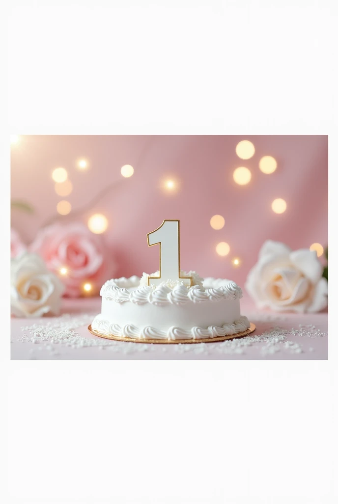 there is a cake with a number one on it on a table, a picture by Winona Nelson, featured on shutterstock, rococo, bokeh backdrop, high quality product photo, high resolution product photo, stars in background, miniature product photo, background is white, background is heavenly, still life photo of a backdrop, product introduction photos, professional product photo