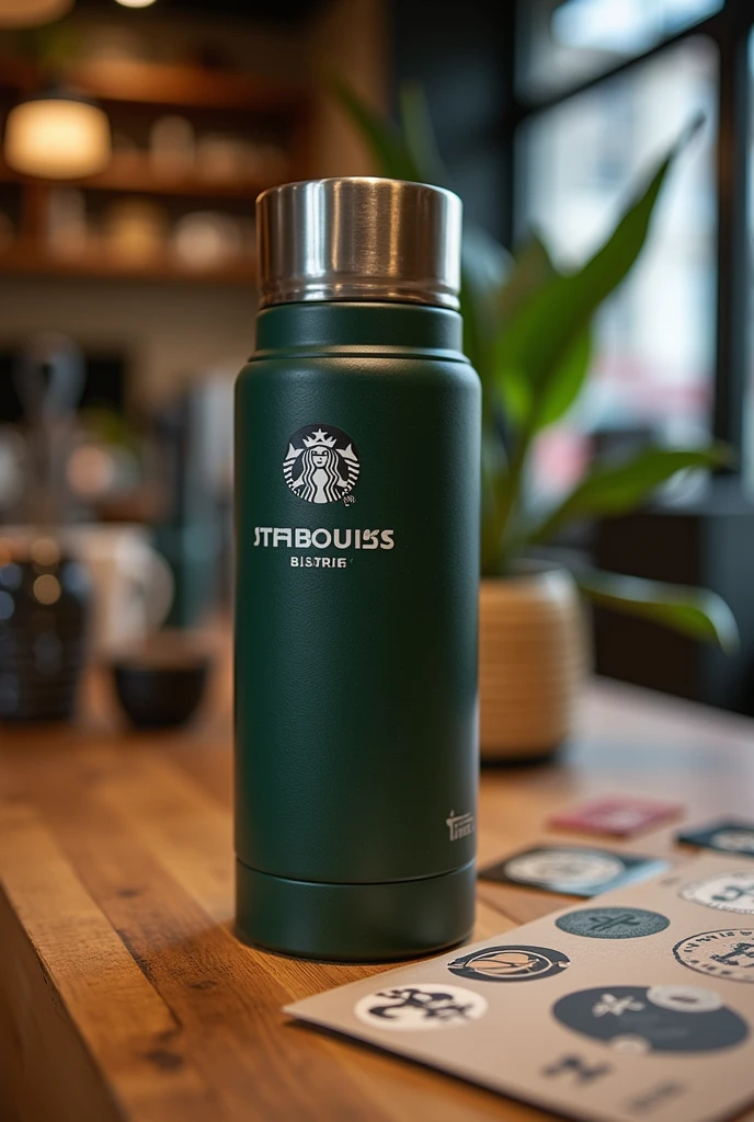  It is a new proposal to invite customers to customize their Starbucks products such as thermoses, cups etc... Stickers can be used, engravings and accessories in a Starbucks store but with a Stanley thermos but one of the current ones

