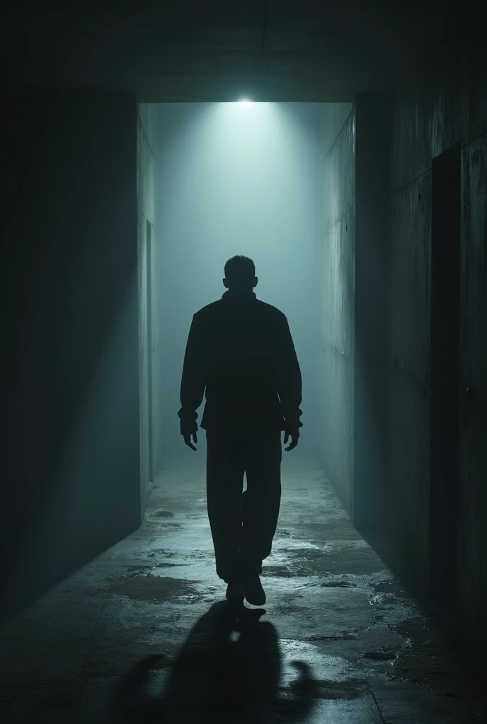 Man in sad feeling walking into dark place showing his back