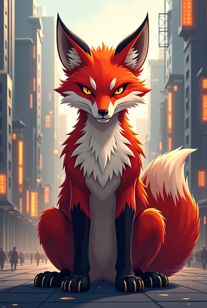 Create a mascot for the architecture and urban planning team, uma raposa, must be strong and fierce