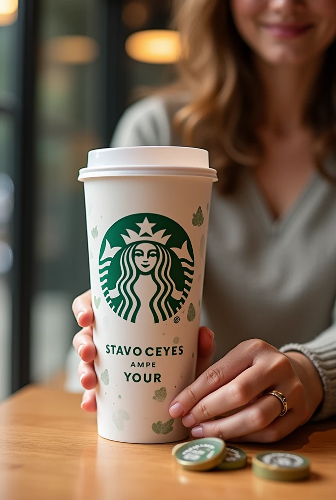 It is a new proposal to invite customers to customize their Starbucks products such as thermoses, cups etc... Stickers can be used, engravings and accessories in starbucks store