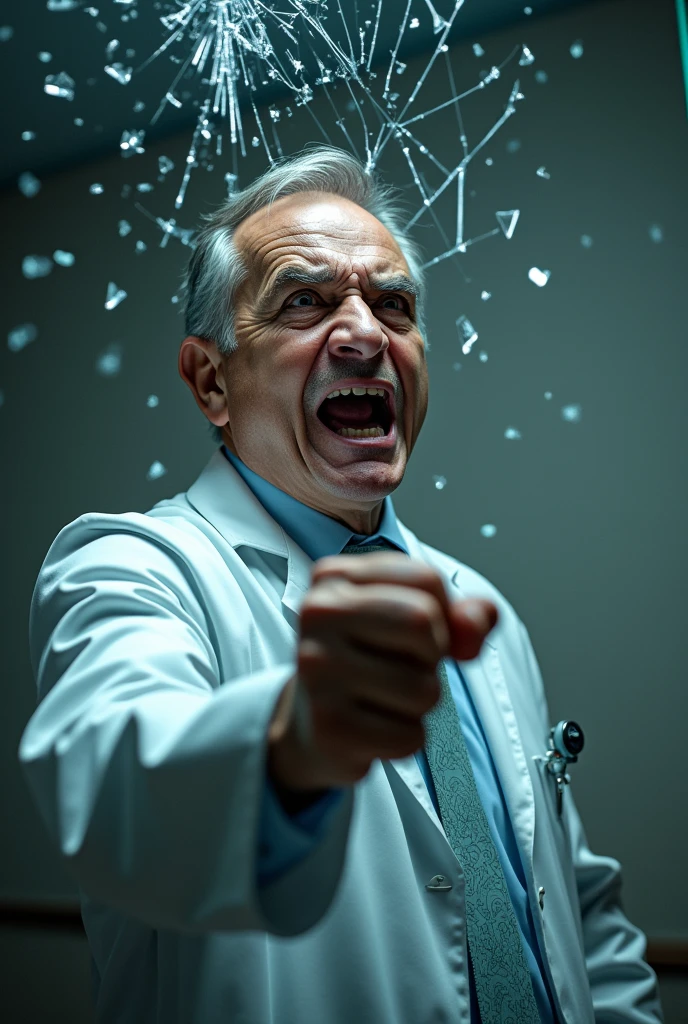 A doctor smashing the mirror where neet pg is written
