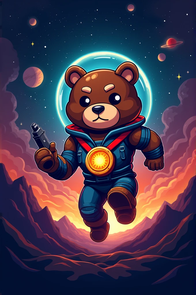 LOGO OF A MEDAL WITH A BRAWNIE IN SPACE