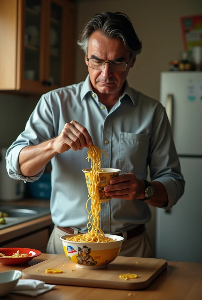 Bolsonaro making instant noodles