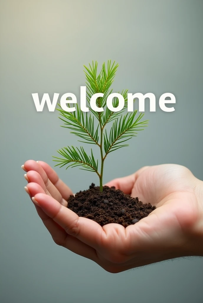 hand holding pine sapling written on top welcome to the company ouro grandys in portuguese