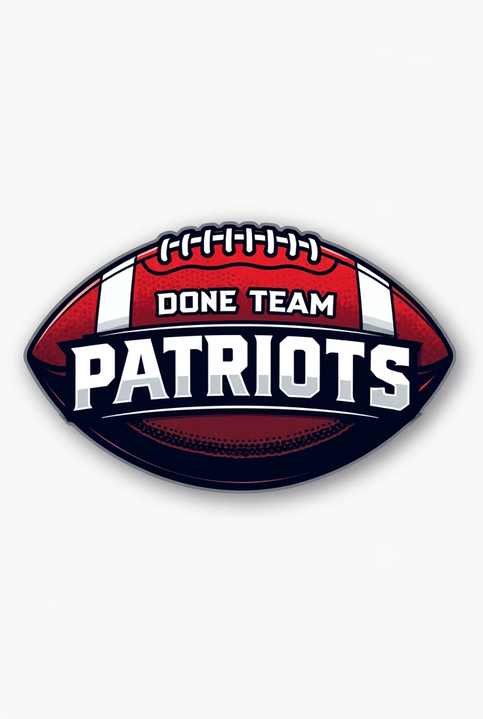 Create an American football logo with the oval ball design with the name Dione tean patriots round and medium size