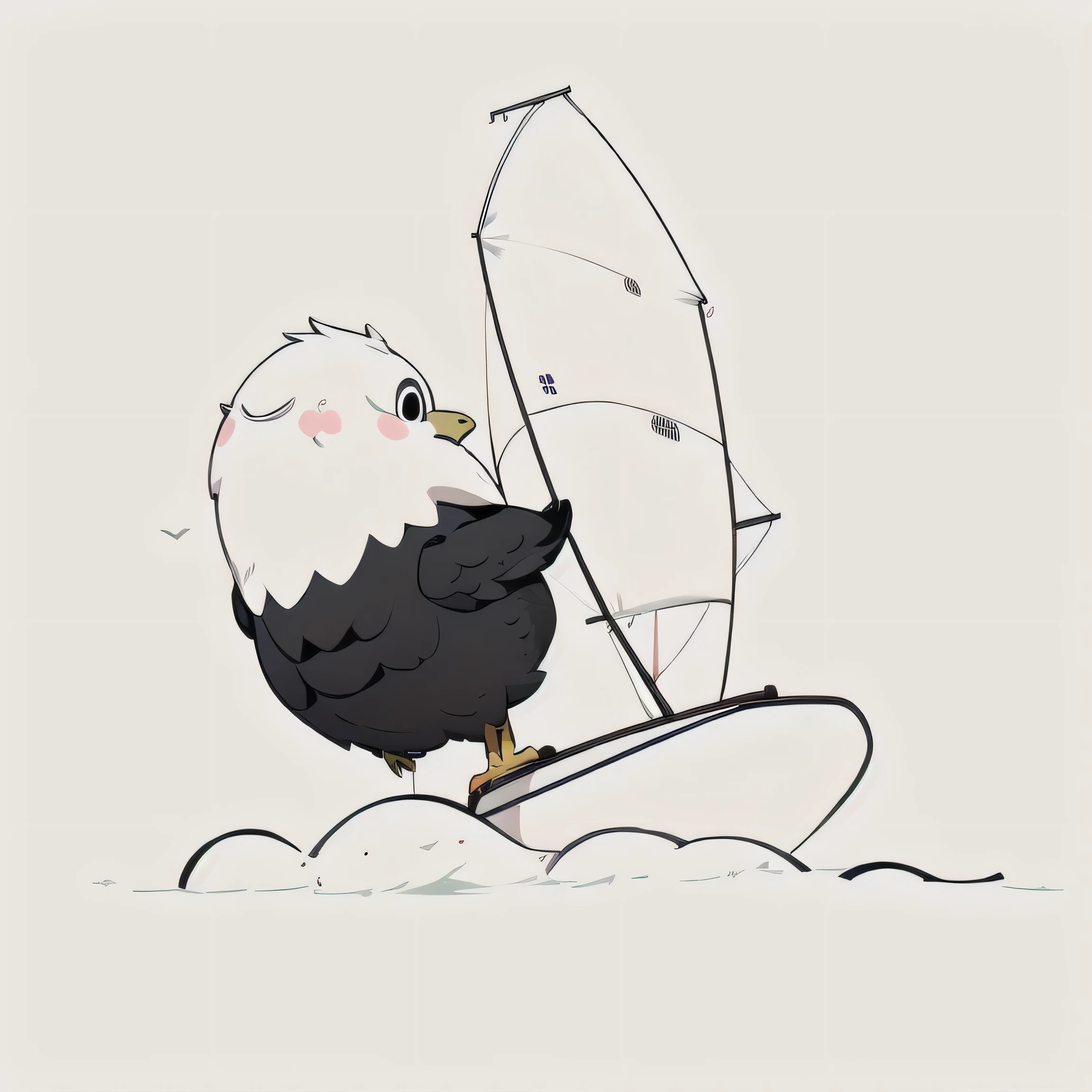 sanshitu, three views, full body, 1eagle,cute,,smile,(Sailboat,Sailing Sport))
