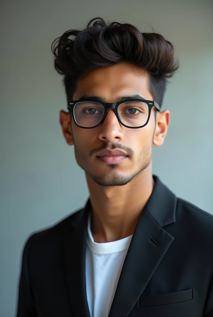 21 yr old Indian boy with narrow body wearing spectacle nd fair skin wearing suit photo shoot