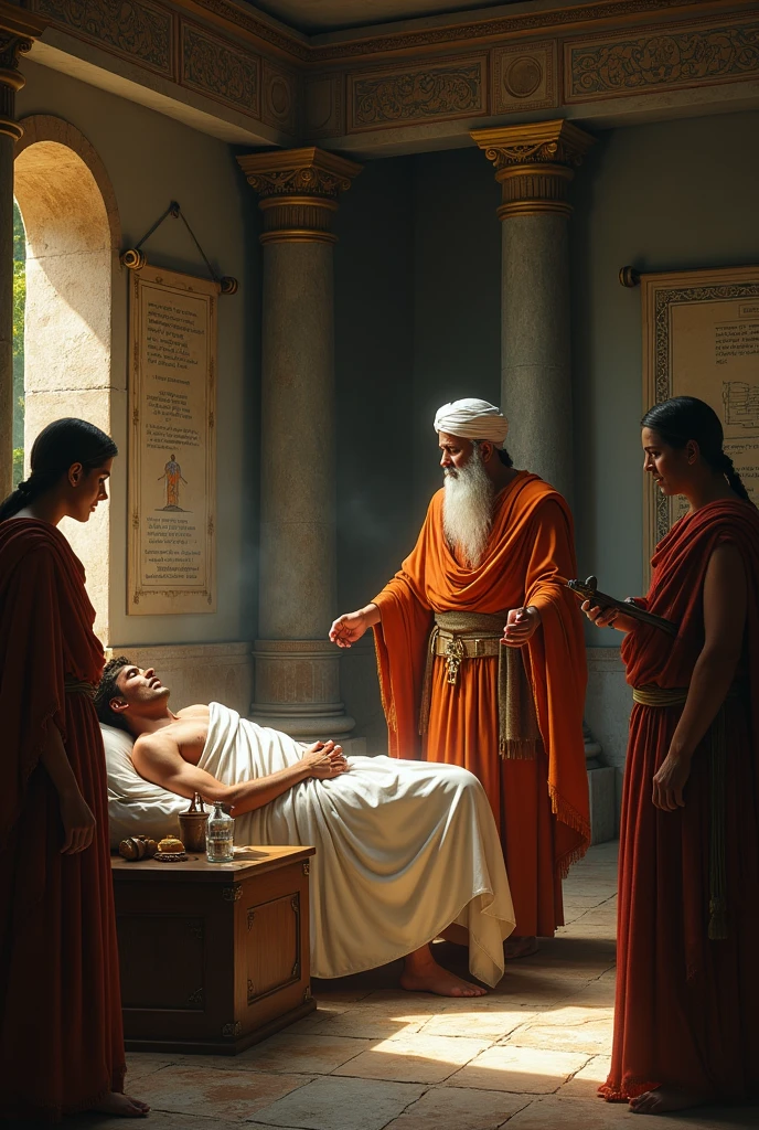 a priest doctor of ancient Greece reading