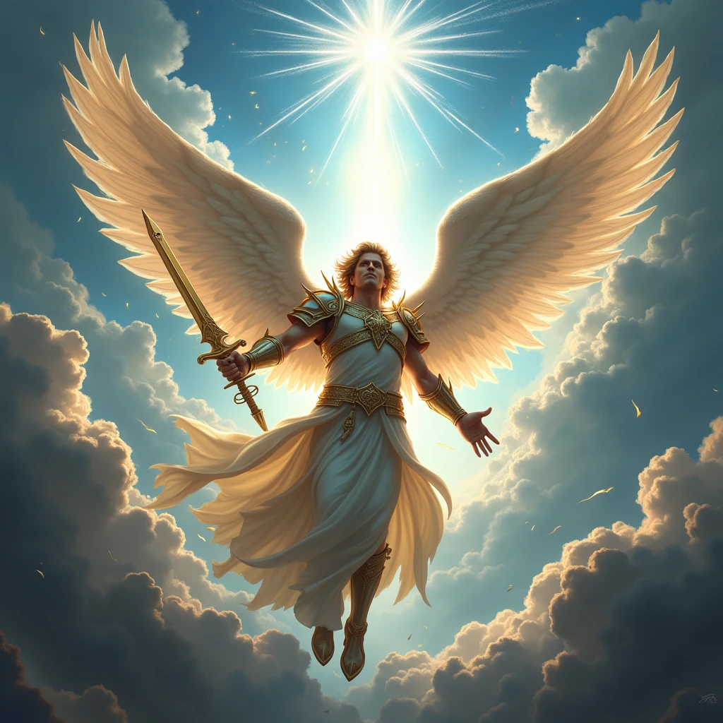 Angels Gabriel fighting to deliver the message sent by God