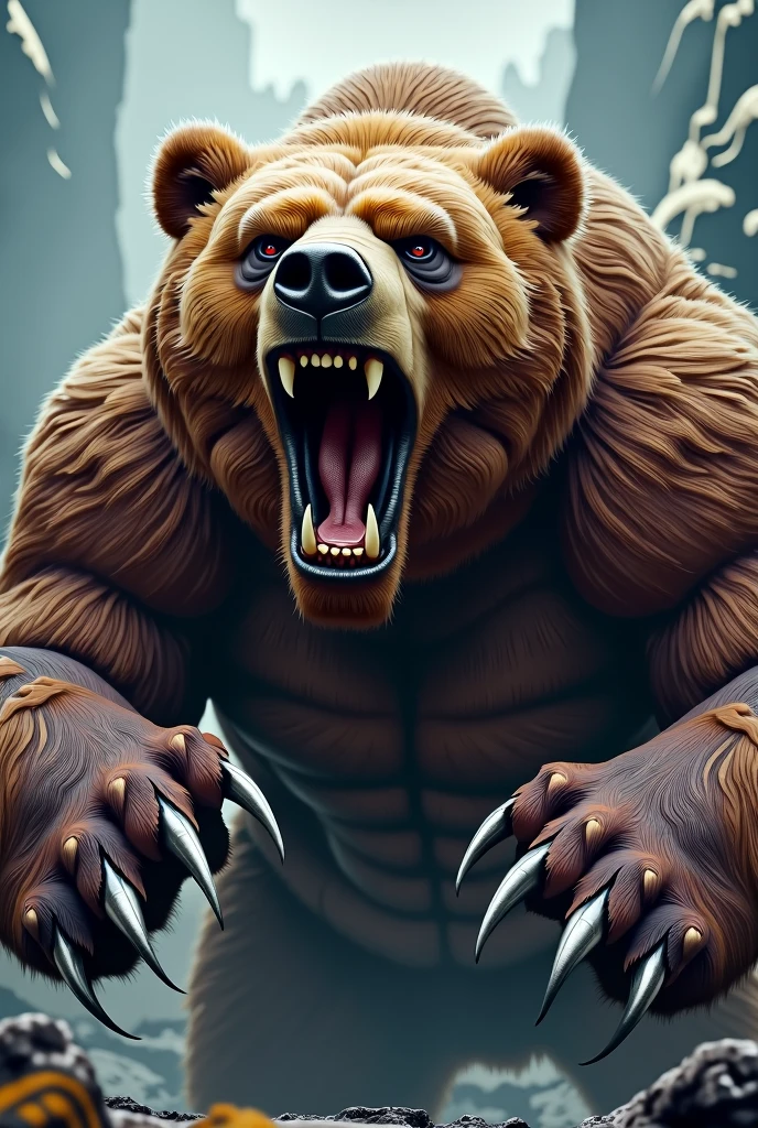 Angry Bear Bust, claws showing, viking