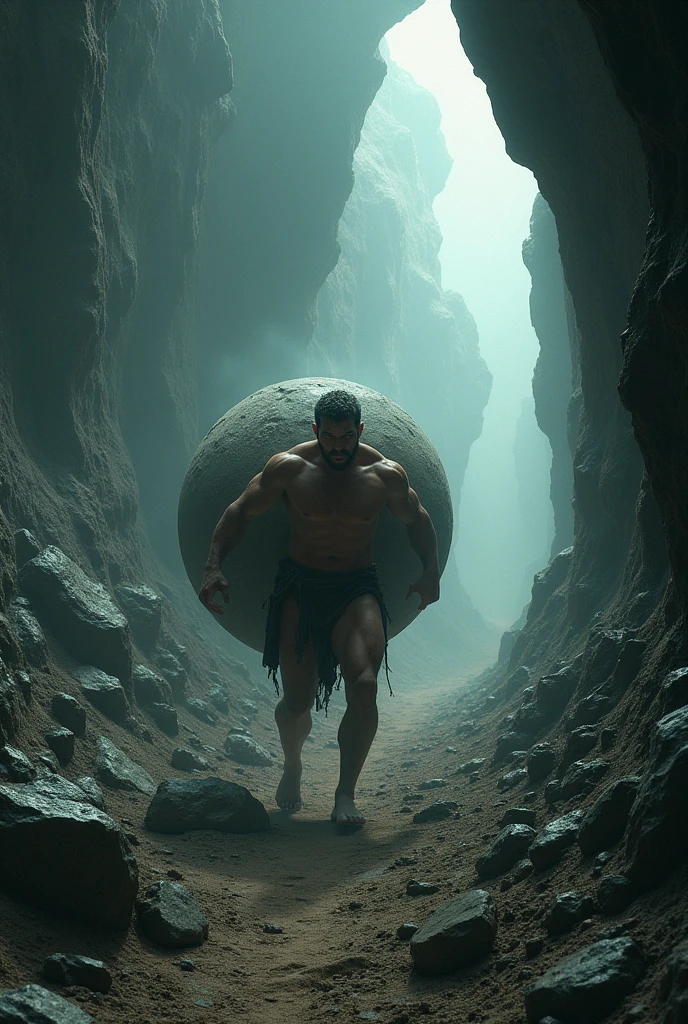 Sisyphus escaping from hell