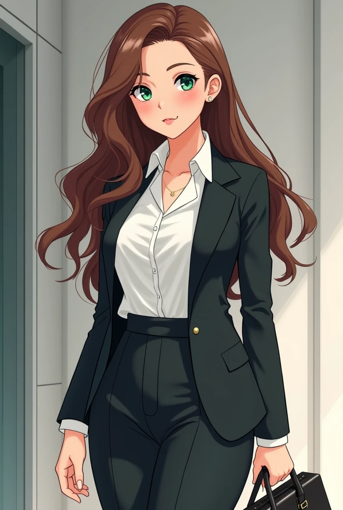 What person do you imagine with this name Marie Evangeline De Darcy? Create her with a suit but as an anime